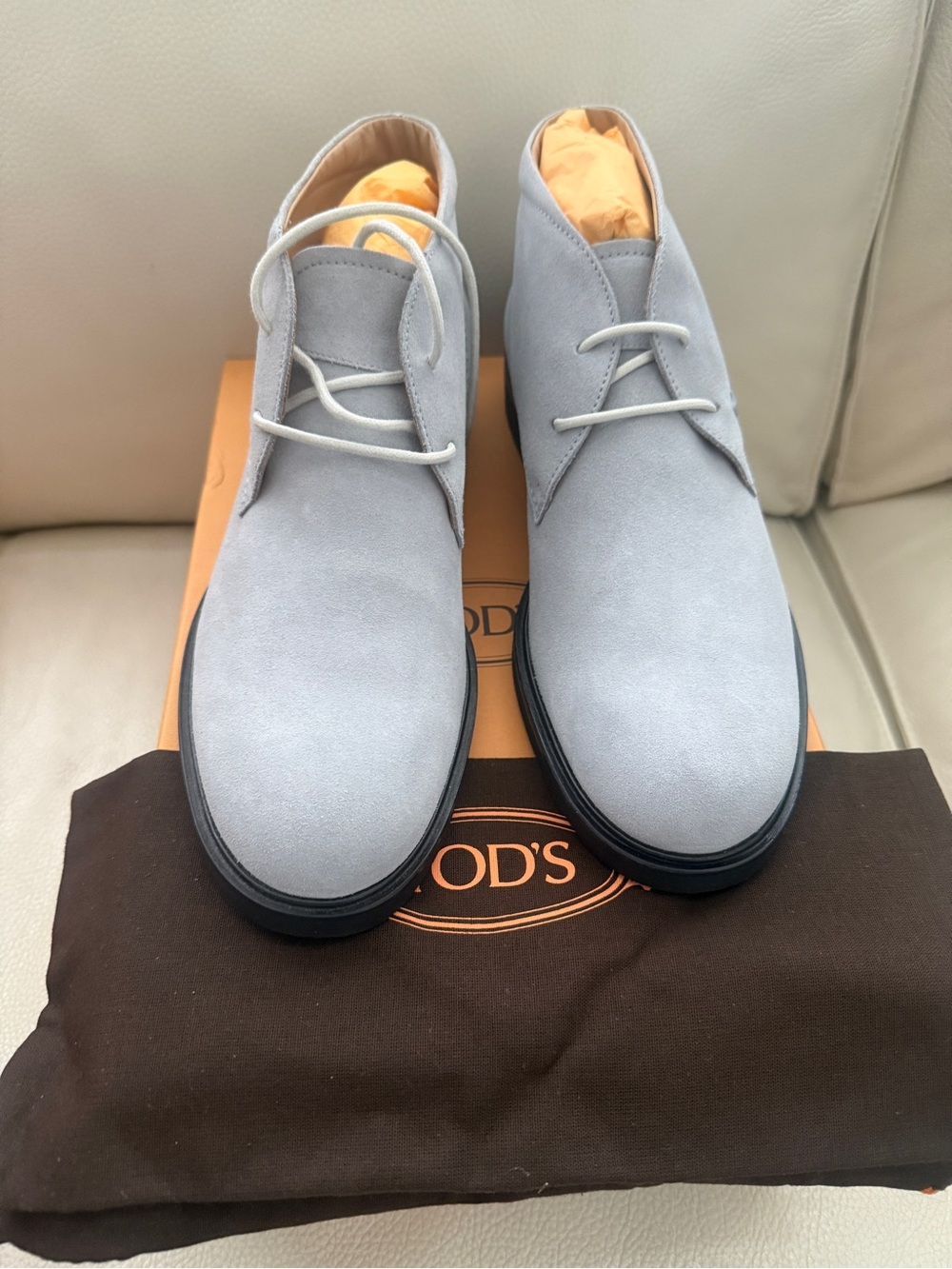 Tod's Polacco Suede Fondo Light 93b Suede Loafers grigio Chiaro Sz 9 US 7.5 UK